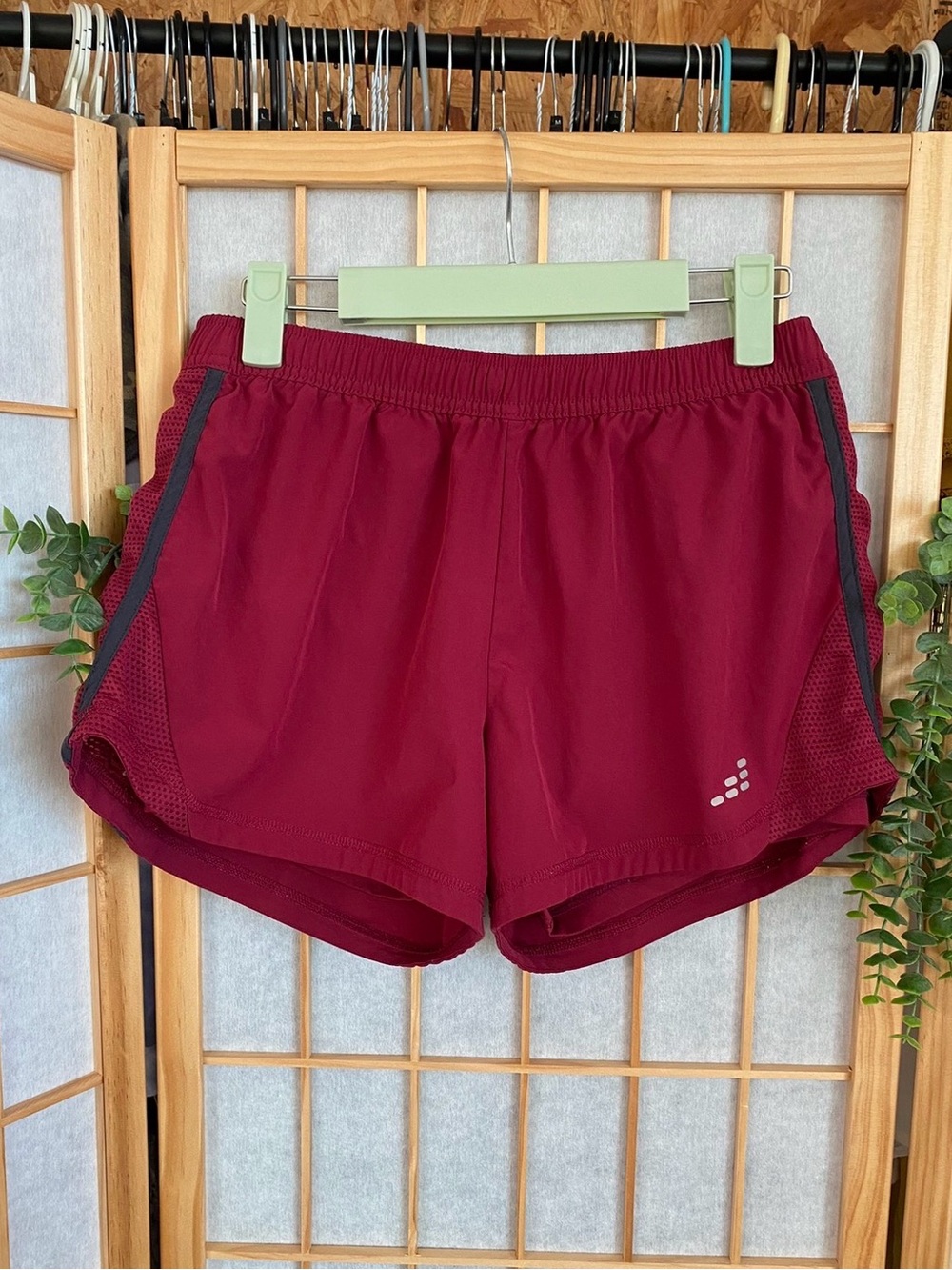 bcg Maroon Women's Athletic Shorts with Gray Trim